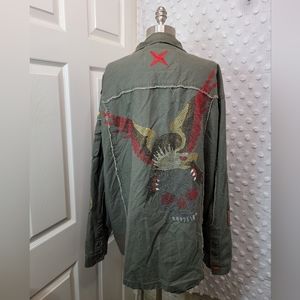 Hama Military Style Long Sleeve Jacket Coat XL Studded